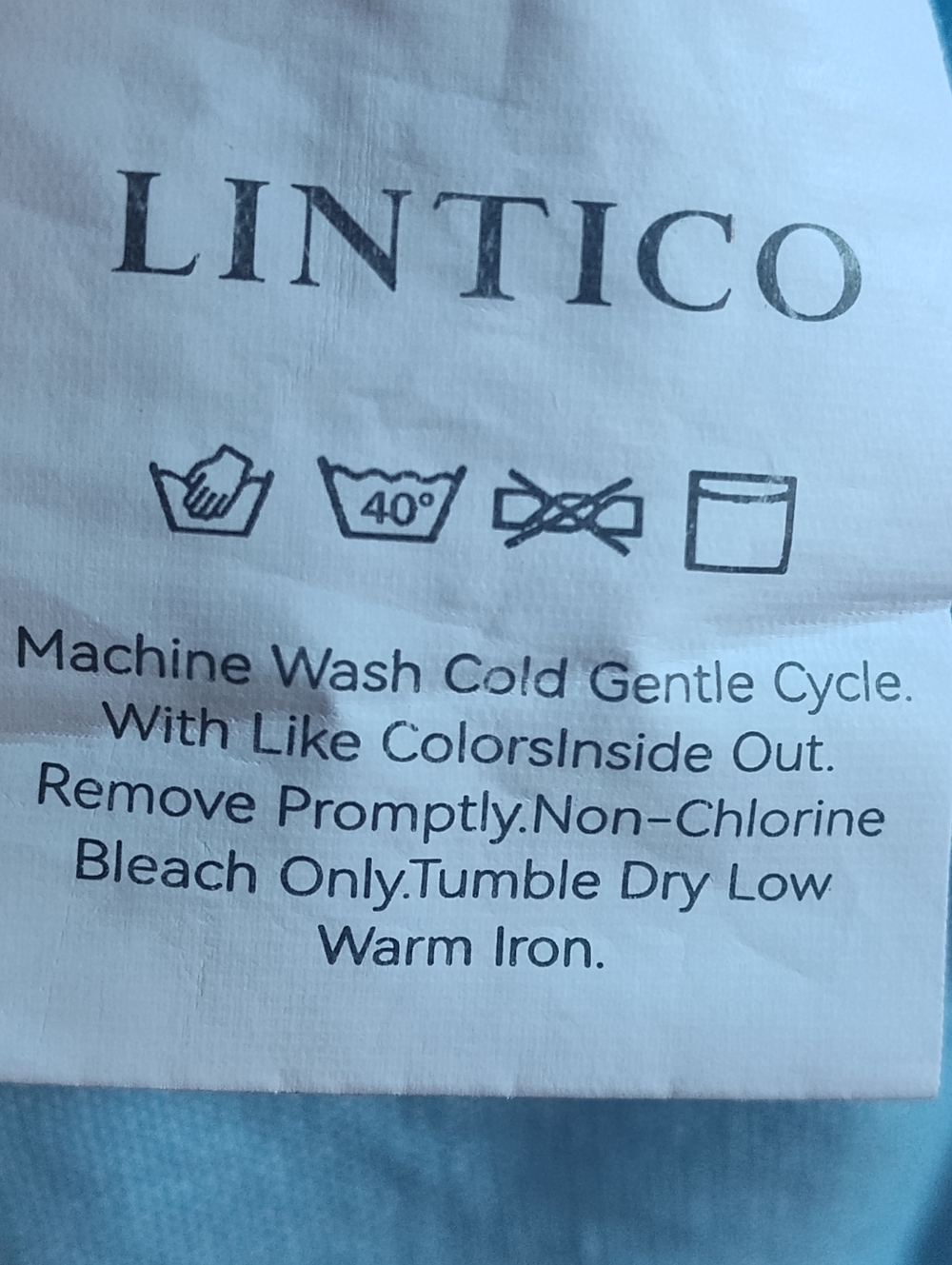 Lintico Women's Baby Blue 100% Linen A Line Midi Short Sleeve Dress | Medium - Picture 6 of 7